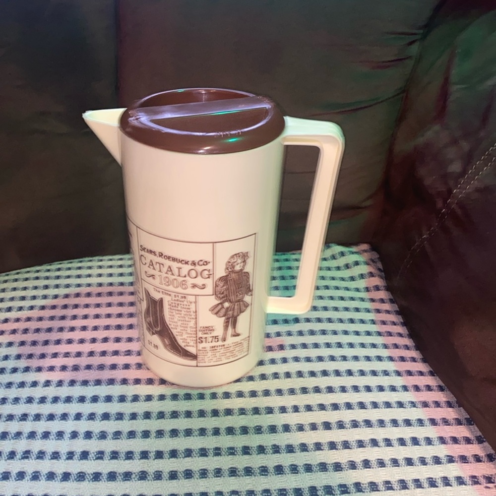 Sears Roebuck Plastic Pitcher 1906 Catalog Beverage Jug Beige Brown Drink
